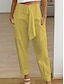tanie damskie spodnie wizytowe-Damskie Spodnie Bawełna Czarny Biały Żółty Moda Praca Codzienny Boczne kieszenie Do kostek Komfort Równina S M L XL 2XL