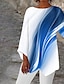 billige Bluser og trøjer til kvinder-Dame Skjorte Bluse Chiffon Grafisk Abstrakt Trykt mønster Assymetrisk Afslappet Ferie Basale Langærmet Rund hals Blå Forår Efterår