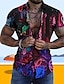 ieftine cămăși hawaiene cu rever pentru bărbați-Bărbați Cămașă Cămașă hawaiană Flamingo Imprimeu Grafic Răsfrânt Negru Albastru piscină Mov Portocaliu Trifoi Tipărire 3D În aer liber Stradă Mânecă scurtă Imprimeu Buton în jos Îmbrăcăminte Tropical