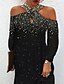 cheap Print Dresses-Women&#039;s Casual Dress Sheath Dress Black Dress Mini Dress Black Long Sleeve Polka Dot Cold Shoulder Summer Spring Halter Stylish 2023 S M L XL XXL 3XL