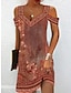 abordables Robes à motifs-Femme Floral Tribal Découpé Imprimer Col V Mini robe Ethnique du quotidien Vacances Manche Courte Eté Printemps