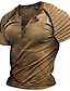 halpa Miesten vapaa-ajan T-paidat-Miesten Henley-paita Raglan T-paita Tavallinen Ohut laskostettu Henley ulko- Päivittäin Lyhythihainen Tilkkutäkki Laskokset Vaatetus Muoti Suunnittelija Vapaa-aika