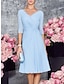 cheap Mother of Bride Dresses with Jacket-A-Line Mother of the Bride Dress Wedding Guest Elegant Party Petite V Neck Knee Length Chiffon Lace Half Sleeve with Ruching Solid Color 2024