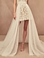 Χαμηλού Κόστους Νυφικά Φορέματα-Φανταχτερό Φορεματα για γαμο Γραμμή Α Χωρίζει Χωρίζει Ουρά μέτριου μήκους Με πούλιες Overskirts Νυφικά φορέματα Με Μονόχρωμη 2024