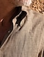 cheap Cotton Linen Shirt-Men&#039;s Linen Shirt Button Up Shirt Casual Shirt Summer Shirt Beach Shirt White Pink Brown Long Sleeve Plain Lapel Spring &amp; Summer Casual Daily Clothing Apparel