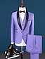 cheap Tuxedo Suits-Pink Royal Blue Sky Blue Men&#039;s Prom Suits Wedding Prom Tuxedos 3 Piece Shawl Collar Solid Color Standard Fit Single Breasted One-button 2024