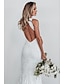 cheap Wedding Dresses-Beach Open Back Boho Wedding Dresses Mermaid / Trumpet Halter Neck Sleeveless Chapel Train Lace Bridal Gowns With Appliques Solid Color 2024