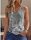 ieftine Bluze &amp; Camisole Damă-Pentru femei Mărime Plus Bluză Floral Casual Concediu Buton Imprimeu Alb Manșon scurt De Bază În V
