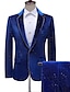 cheap Suits-Black Blue Green Men&#039;s Prom Suits Prom Disco Sparkly Suits Patterned 2 Piece Tailored Fit Single Breasted One-button 2024
