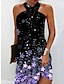 olcso Mintás ruhák-Női Pamut Virágos Nyomtatott Kötőfék nyaka Mini ruha Szexi Napi Randi Ujjatlan Nyár Tavasz