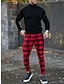 tanie Chinosy-Męskie Spodnie Typu Chino Spodnie chinosy Spodnie w kratę Kieszeń Kratka Komfort Oddychający Na zewnątrz Codzienny Wyjściowe Mieszanka bawełny Moda Moda miejska Biały Czerwony