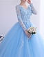 cheap Quinceanera Dresses-Ball Gown Quinceanera Dresses Princess Dress Performance Quinceanera Floor Length Long Sleeve V Neck Polyester with Crystals Appliques 2024