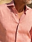 abordables Camisa de lino y algodón-Hombre camisa de lino Abotonar la camisa Camisa de verano Camisa casual Camisa de playa Blanco Rosa Marrón Manga Larga Plano Diseño Primavera verano Casual Diario Ropa