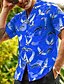 abordables camisas casuales de los hombres-Hombre Camisa camisa hawaiana Abotonar la camisa Camisa de verano Camisa casual Rosa Azul Real Azul Piscina Naranja Manga Corta Pájaro Estampados Cuello Vuelto Calle Diario Estampado Ropa Moda Casual