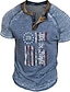 cheap Men&#039;s Henley T Shirt-1776 We The People Mens Graphic Shirt 3D | Blue Summer Cotton Prints Slim Pleated Patriotic National Flag Fashion Designer Basic Hot Stamping