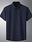 levne Pánské košile pro volný čas plus velikosti-Pánské Košile Bez vzoru Přehnutý Černá Bílá Rubínově červená Tmavomodrá Světle modrá Větší velikosti Venkovní Dovolená Krátký rukáv Oblečení Moderní styl Retro