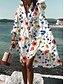cheap Print Dresses-Women&#039;s Shirt Dress Casual Dress Swing Dress Mini Dress Outdoor Daily Vacation Polyester Fashion Casual Shirt Collar Button Print Long Sleeve Summer Spring Fall 2023 Loose Fit White Pink Blue Floral