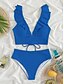cheap Bikini Sets-Women&#039;s Swimwear Bikini Normal Swimsuit Ruffle 2 Piece High Waisted Solid Color off white Black Blue Sky Blue Orange Bathing Suits Sports Beach Wear Summer