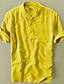cheap Cotton Linen Shirt-Men&#039;s Linen Shirt Summer Shirt Beach Shirt Light Blue Brown off-white Short Sleeve Solid Color Collar Street Sports Outdoor Clothing Apparel