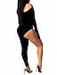 cheap Women&#039;s Jumpsuits-Women&#039;s Jumpsuit High Waist Solid Color One Shoulder Sexy Street Club Regular Fit Long Sleeve Black S M L Summer