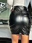 abordables Faldas Lisas-Mujer Falda Lápices Corte Bodycon Mini Alta cintura Faldas Frunce Color sólido Fiesta Cita Verano Cuero sintético Cuero Básico Sensual Casual Negro Vino Marrón