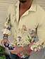 abordables Camisas estampadas para hombre-Hombre Camisa Graphic Floral Cuello Vuelto Blanco Amarillo Verde Claro Rosa Azul Piscina Print Exterior Casual Manga Larga Abotonar Estampado Ropa Moda Design Casual Cómodo