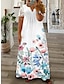 cheap Plus Size Casual Dresses-Women&#039;s Plus Size Curve Casual Dress Floral Maxi long Dress Short Sleeve Contrast Lace Lace V Neck Fashion Outdoor White Red Summer Spring L XL XXL 3XL 4XL