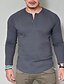 baratos Camisetas masculinas casuais-Homens Camiseta Camisa Henley Camisetas Camisa de manga longa Tecido Henley Normal Manga Longa Roupa Clássico Músculo Grande e Alto