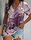 olcso Női pólók-Női Póló Grafika Pillangó Nyomtatott Napi Hétvége Alap Rövid ujjú V-alakú Sárga