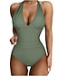 cheap One-pieces-Women&#039;s Swimwear One Piece Plus Size Swimsuit Quick Dry Solid Color Leopard Black Army Green Burgundy Brown Rose Red Bodysuit Bathing Suits Sports Beach Wear Summer