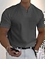 お買い得  メンズカジュアルTシャツ-男性用 Tシャツ ティートップ 平織り Ｖネック バケーション お出かけ 半袖 ボタン フロントポケット 衣類 ファッション デザイナー ベーシック
