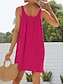 tanie proste sukienki-Damskie sukienka plażowa Odzież plażowa Sukienka mini Z marszczeniami Moda Codzienny Równina Cienkie ramiączka Bez rękawów Luźna Codzienny Urlop Czarny Biały 2023 Lato Wiosna S M L XL