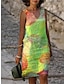 abordables Vestidos estampados-Mujer Algodón Vestido de Tanque Floral Hoja Estampado Escote en Pico Vestido Midi Básico Diario Cita Manga Corta Verano Primavera
