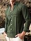 Χαμηλού Κόστους Βαμβακερό Λινό Πουκάμισο-Ανδρικά λινό πουκάμισο Πουκάμισο με κουμπιά Καλοκαιρινό πουκάμισο Casual πουκάμισο Πουκάμισο παραλίας Μαύρο Πράσινο Χακί Μακρυμάνικο Σκέτο Πέτο Ανοιξη καλοκαίρι Causal Καθημερινά Ρούχα Μπροστινή τσέπη