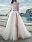 זול שמלות כלה-בוהו שמלות חתונה מפרידה צווארון גבוה שרוול ארוך מפרידה תחרה חולצות כלה שמלות כלה עם אפליקציות 2024