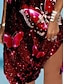 abordables Robes à motifs-Femme robe de plage Papillon Imprimer Bretelles Fines Mini robe Tropique Décontractées du quotidien Vacances Sans Manches Eté Printemps