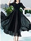 Χαμηλού Κόστους απλά φορέματα-Γυναικεία Μακρύ φόρεμα Μαύρο φόρεμα Καθημερινό φόρεμα Φορέματα σιφόν Μονόχρωμες Μοντέρνα Κομψό στυλ street ΕΞΩΤΕΡΙΚΟΥ ΧΩΡΟΥ Καθημερινά Αργίες Σουρωτά Μισό μανίκι Λαιμόκοψη V Φόρεμα Κανονικό