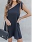 cheap Party Dresses-Women&#039;s Party Dress Shift Dress Black Dress Mini Dress Black Sleeveless Pure Color Backless Summer Spring One Shoulder Fashion Birthday Wedding Guest Vacation 2023 S M L XL