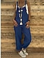 Χαμηλού Κόστους casual ολόσωμες φόρμες-γυναικεία ολόσωμη τσέπη μονόχρωμη τετράγωνη λαιμόκοψη streetwear καθημερινές διακοπές κανονική εφαρμογή αμάνικο μαύρο κρασί μπλε s m l καλοκαιρινό φθινόπωρο τζιν καουμπόισσας &amp; western ντύσιμο