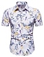 baratos camisas havaianas de verão masculinas-Homens Camisa Social camisa de botão Camisa casual camisa de verão camisa de praia Vermelho Roxo Manga Curta Floral Colarinho de Camisa Ao ar livre Para Noite Imprimir Roupa Roupa de rua à moda Casual