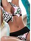 cheap Bikini Sets-Women&#039;s Swimwear Bikini Normal Swimsuit 2 Piece Printing Leopard Floral Black Bathing Suits Sports Beach Wear Summer