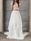 cheap Wedding Dresses-Boho Wedding Dresses Two Piece Scoop Neck Sleeveless Court Train Chiffon Bridal Suits Bridal Gowns With Appliques Solid Color 2024