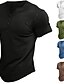 ieftine Tricou casual Henley-Bărbați Tricou Cămașă Henley Tee Top Mânecă scurtă Simplu Modă De Bază Nasturi În V Vacanță Stradă Ieșire Vară Alb Tricou Henley