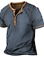 levne Pánská trička pro volný čas-Pánské Tričko Tričko Henley Tričko Top Barevné bloky Retro Henley ulice Dovolená Krátký rukáv Tlačítko Oblečení Módní Designové Základní