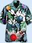 cheap Men&#039;s Camp Shirts-Men&#039;s Shirt Summer Hawaiian Shirt Graphic Prints Bowling Ball Turndown Yellow Black / Red Red Blue Green Street Casual Short Sleeves Print Button-Down Clothing Apparel Tropical Fashion Hawaiian