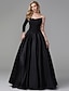 voordelige Avondjurken-baljurk zwarte jurk vintage quinceanera formele avond vloerlengte lange mouw off-shoulder satijn met pailletten 2024