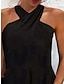رخيصةأون فساتين عادية-نسائي سهل بدون ظهر الرقبة الرسن فستان قصير مناسب للبس اليومي شاطئ بدون كم الصيف الربيع