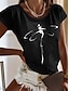 olcso Női pólók-Női Póló 100% pamut Grafika Napi Hétvége Nyomtatott Fekete Rövid ujjú Alap Kerek