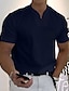 baratos Camisetas masculinas casuais-Homens Camiseta T-shirt Tecido Decote V Férias Para Noite Manga Curta Botão Bolso frontal Roupa Moda Designer Básico