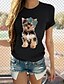 preiswerte T-Shirts für Damen-Damen T Shirt Schwarz Weiß Rosa Graphic Hund Bedruckt Kurzarm Täglich Festtage Basic Rundhalsausschnitt Standard 100% Baumwolle Farbe S